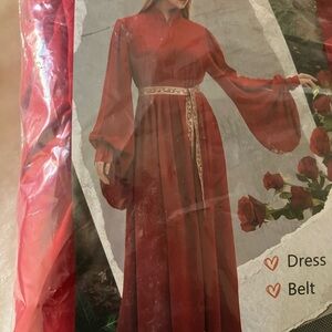 Elegant Red Maxi Dress with Belt